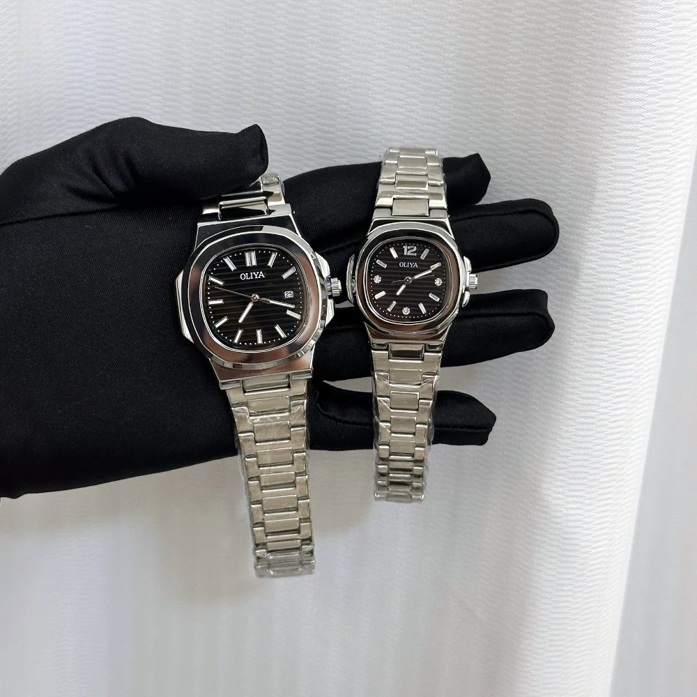 方形鹦鹉螺经典潮流气质夜光日历时尚表男表女表复古轻奢百搭对表