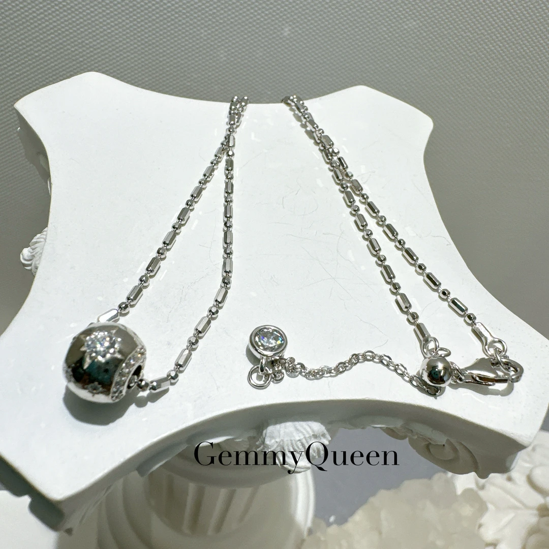 坠链均925银合成锆石 Gemmy Queen 意大利工艺星芒项链GQ68X90