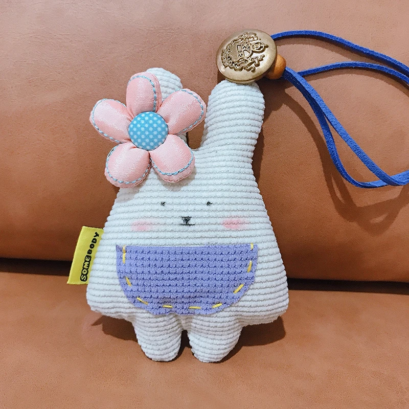 三色补丁口袋兔挂件女迷你可爱包包挂饰卡通兔子百搭情侣款钥匙扣