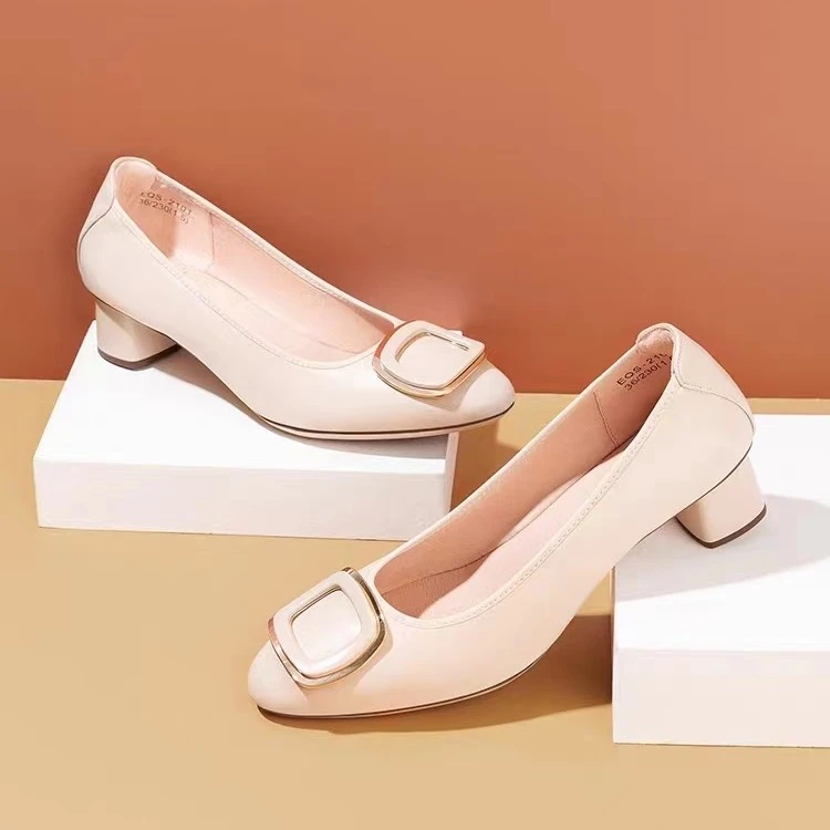 s2101  粗跟单鞋女软底工作鞋女鞋