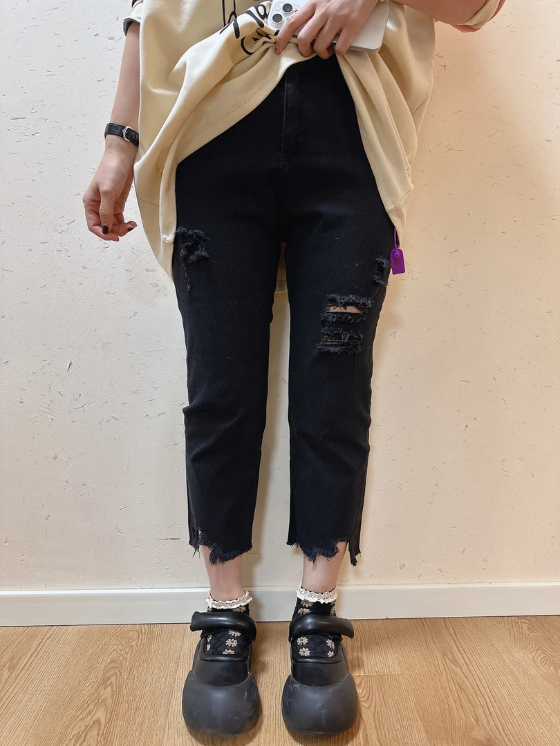 【后来的爱】 婷婷同款推荐 不规则牛仔裤介意瑕疵慎拍