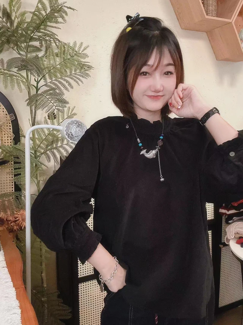 【夜精灵】婷婷同款推荐 森系甜美花边纯色上衣样衣介意瑕疵慎拍