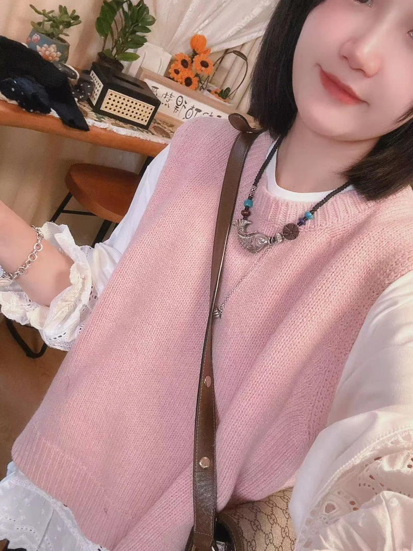 【清澈如你】婷婷同款推荐 休闲无袖圆领羊毛兔毛马甲介意味道慎拍