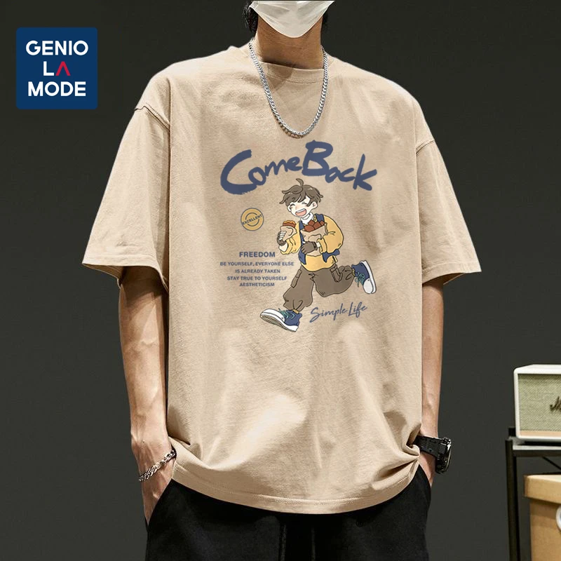 GENIOLAMODE学生运动时尚短袖t恤男2025夏新款潮流百搭半袖港风体