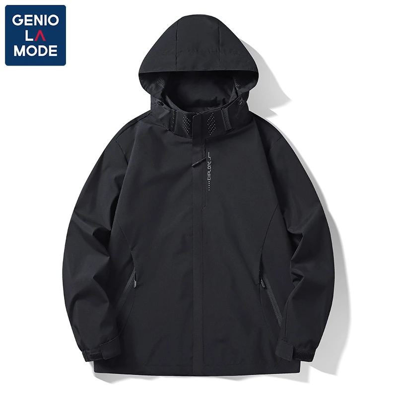 GENIOLAMODE冲锋衣男秋季户外宽松潮流男女同款连帽外套