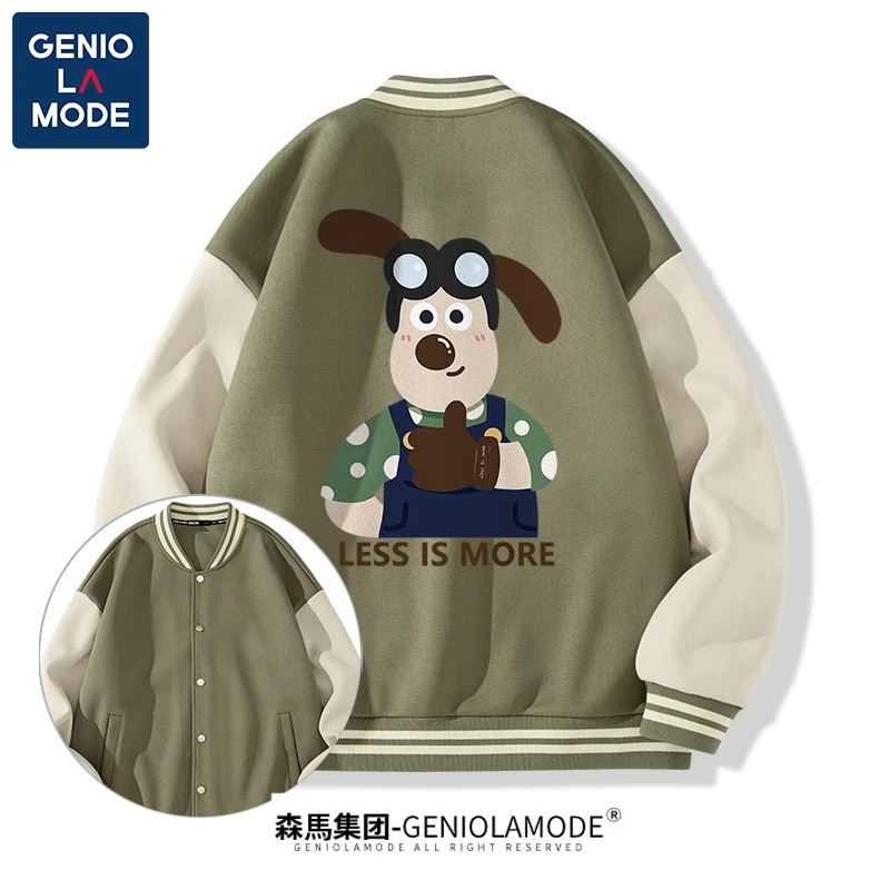 集团品牌GENIOLAMODE美式棒球服男秋季oversize夹克重磅情侣外套