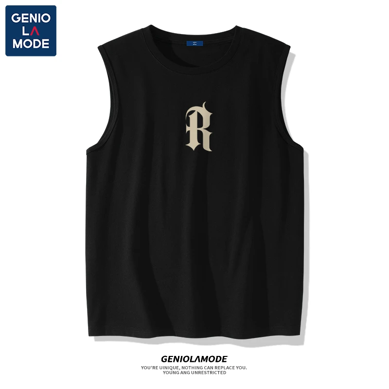 GENIOLAMODE薄款运动背心男夏季雅丹风速干休闲潮流纯棉无袖t恤男