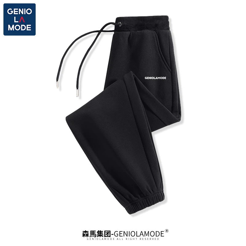 GENIOLAMODE长裤男夏季潮牌笑脸裤子运动宽松大码时尚男士休闲裤