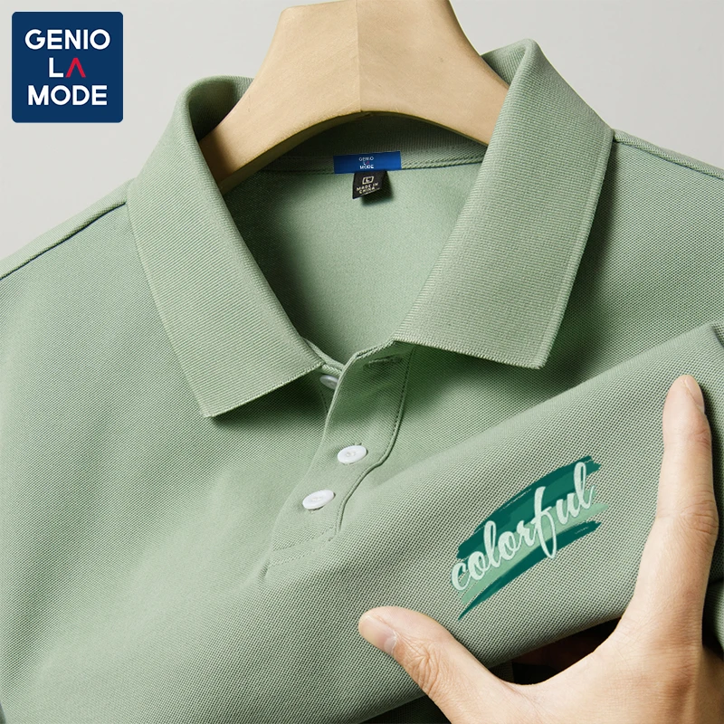 GENIOLAMODEpolo衫男高级感夏季冰丝时尚简约港风正肩潮流短袖T恤