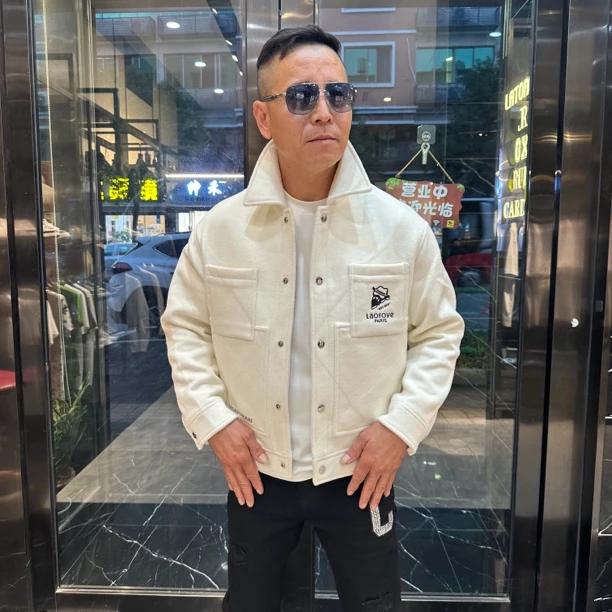 24年秋冬新款正品Laofoye男士轻奢高端时尚百搭潮流羊毛夹克外套