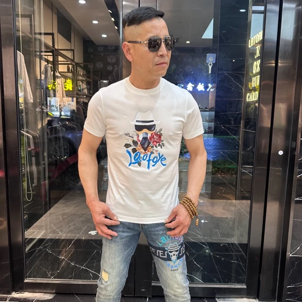 24年夏季新款男士正品Laofoye短袖时尚休闲百搭半袖T恤