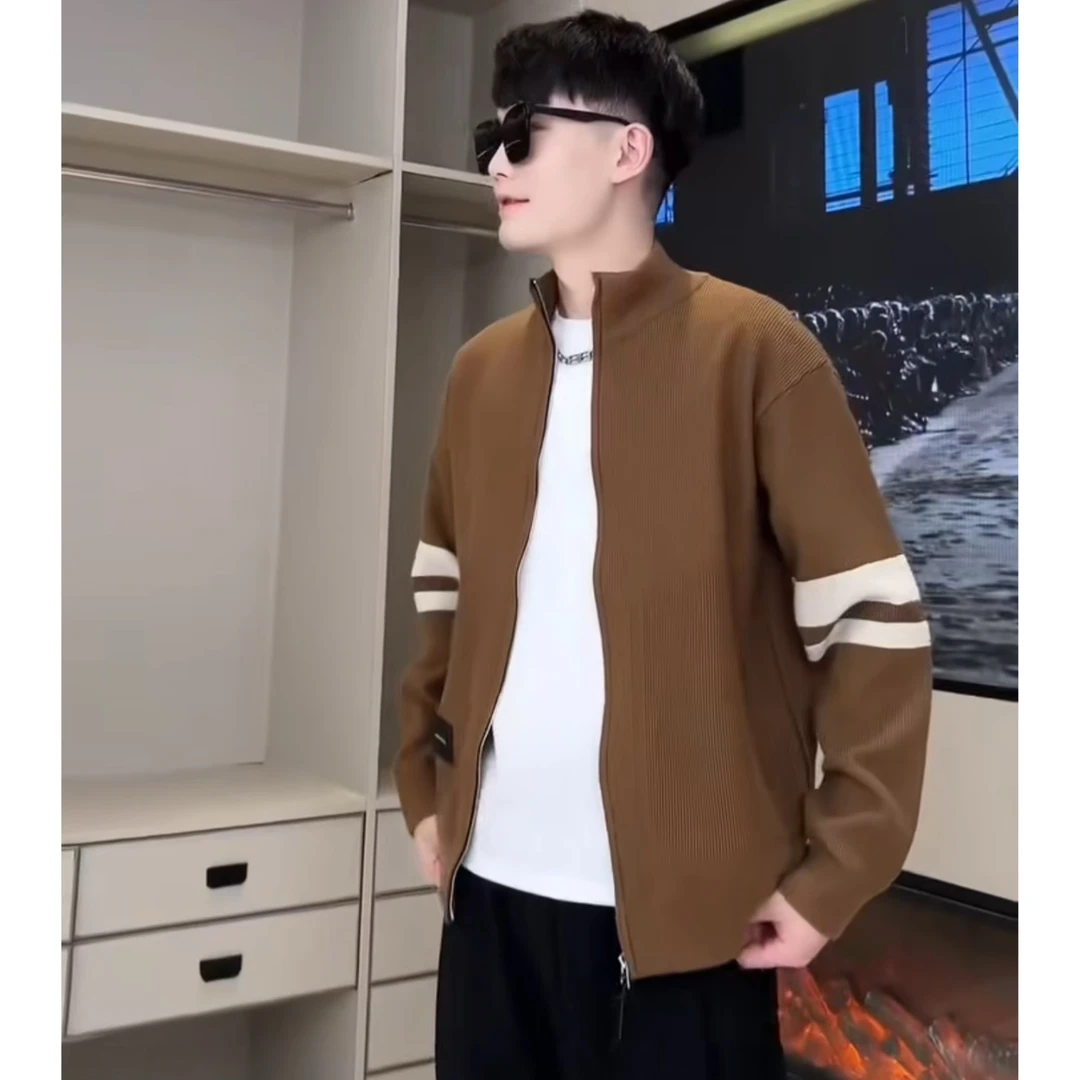 《珂玛伊潮流男装》春季休闲时尚百搭拼色设计男女同款针织毛衣