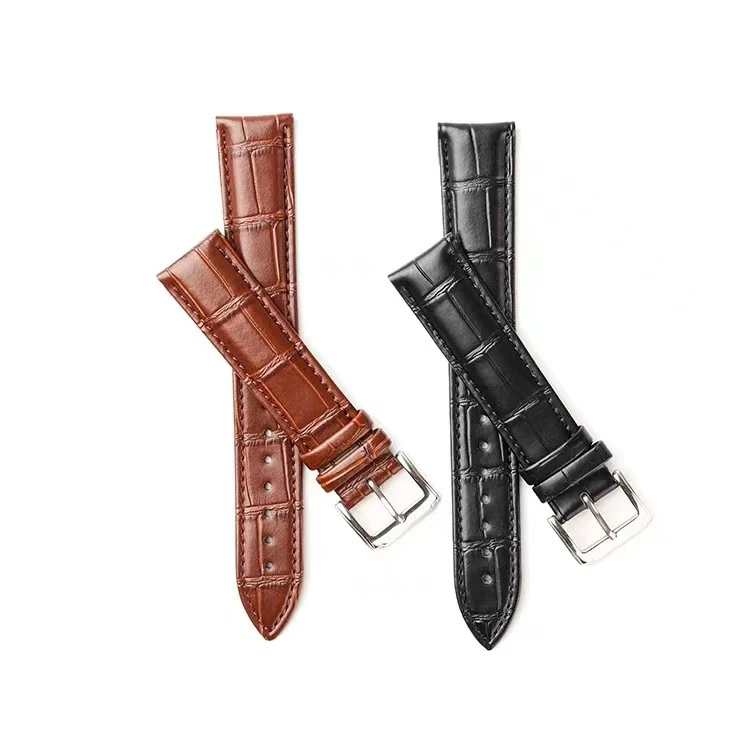 通用加长手表带 男款表带 竹节头层小牛皮手表带加长款20MM