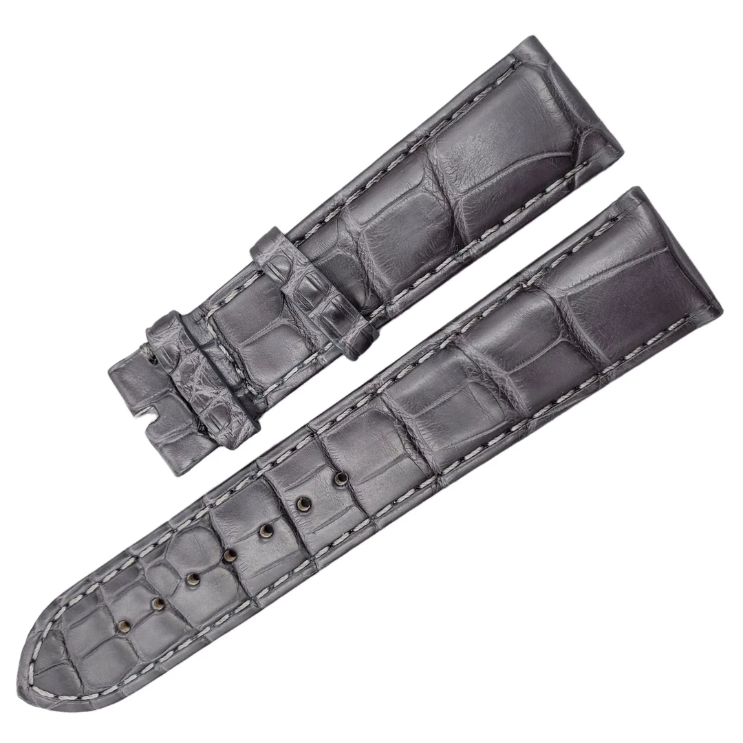 代用欧米茄陨石灰色优质鳄鱼皮表带蝶飞海马超霸男女款表带