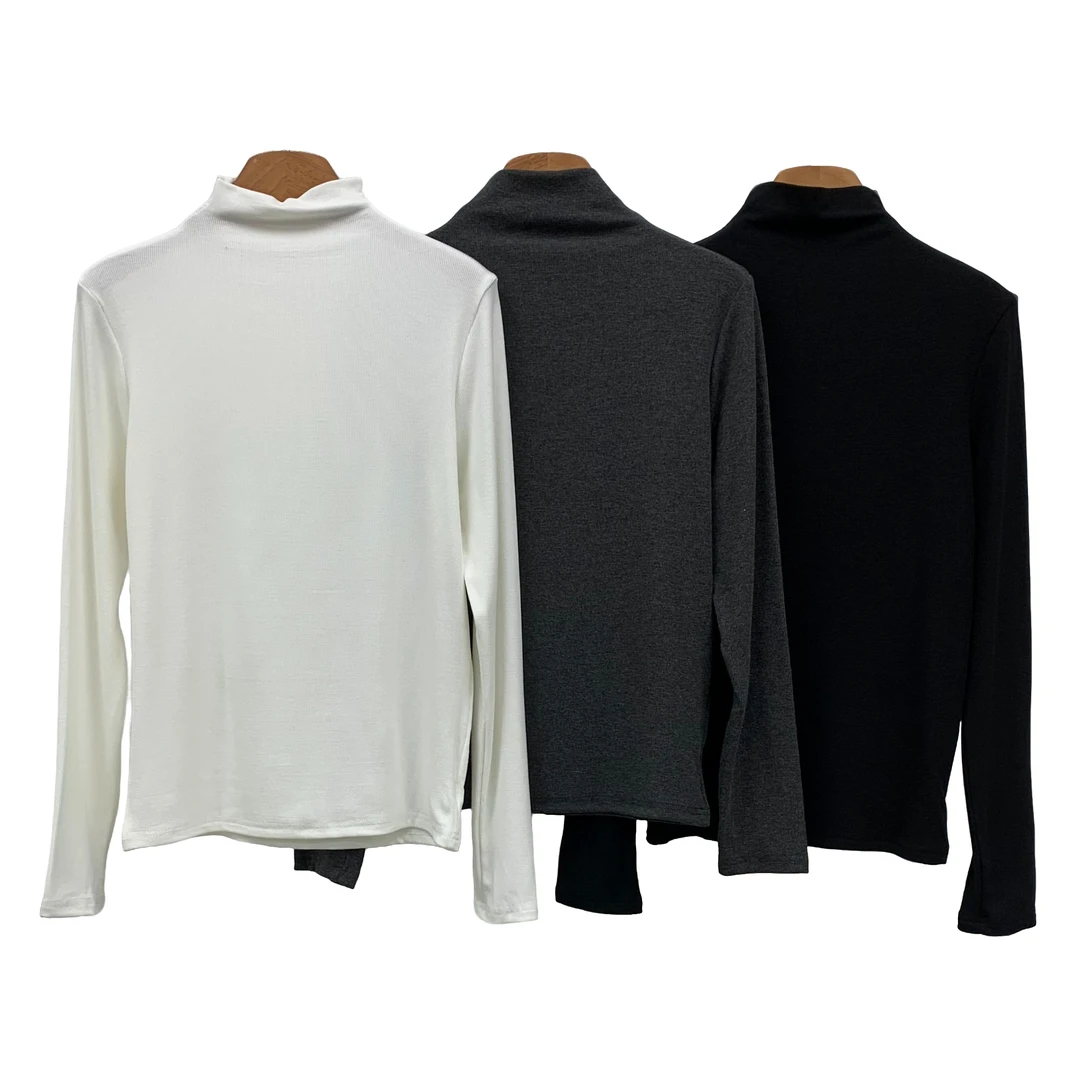 YITONG/倚桐2024冬季特惠纯色百搭上衣显瘦中领打底衫（S4A75027）