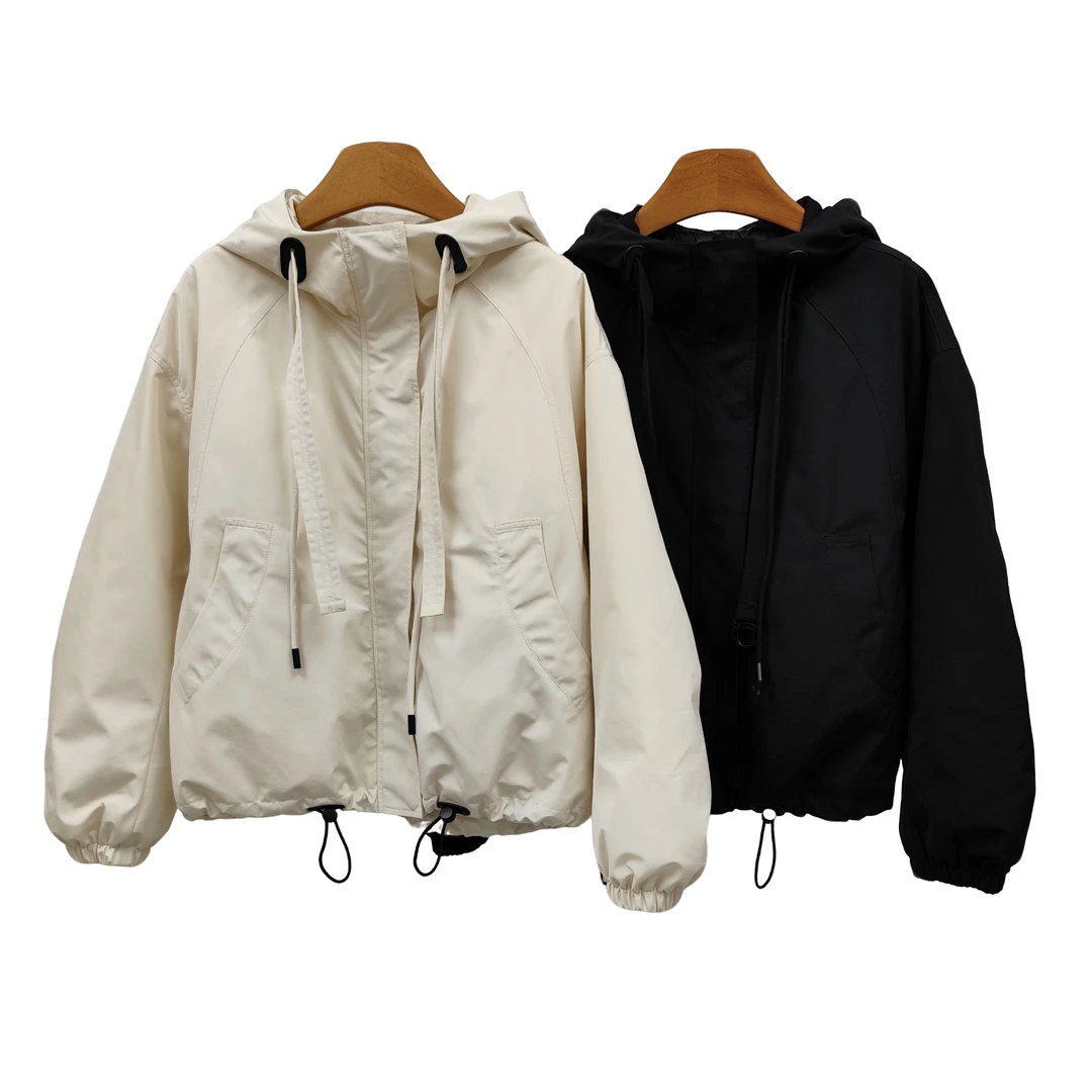 YITONG/倚桐2024冬季简约连帽百搭抽绳休闲加棉外套潮（W4C14630）