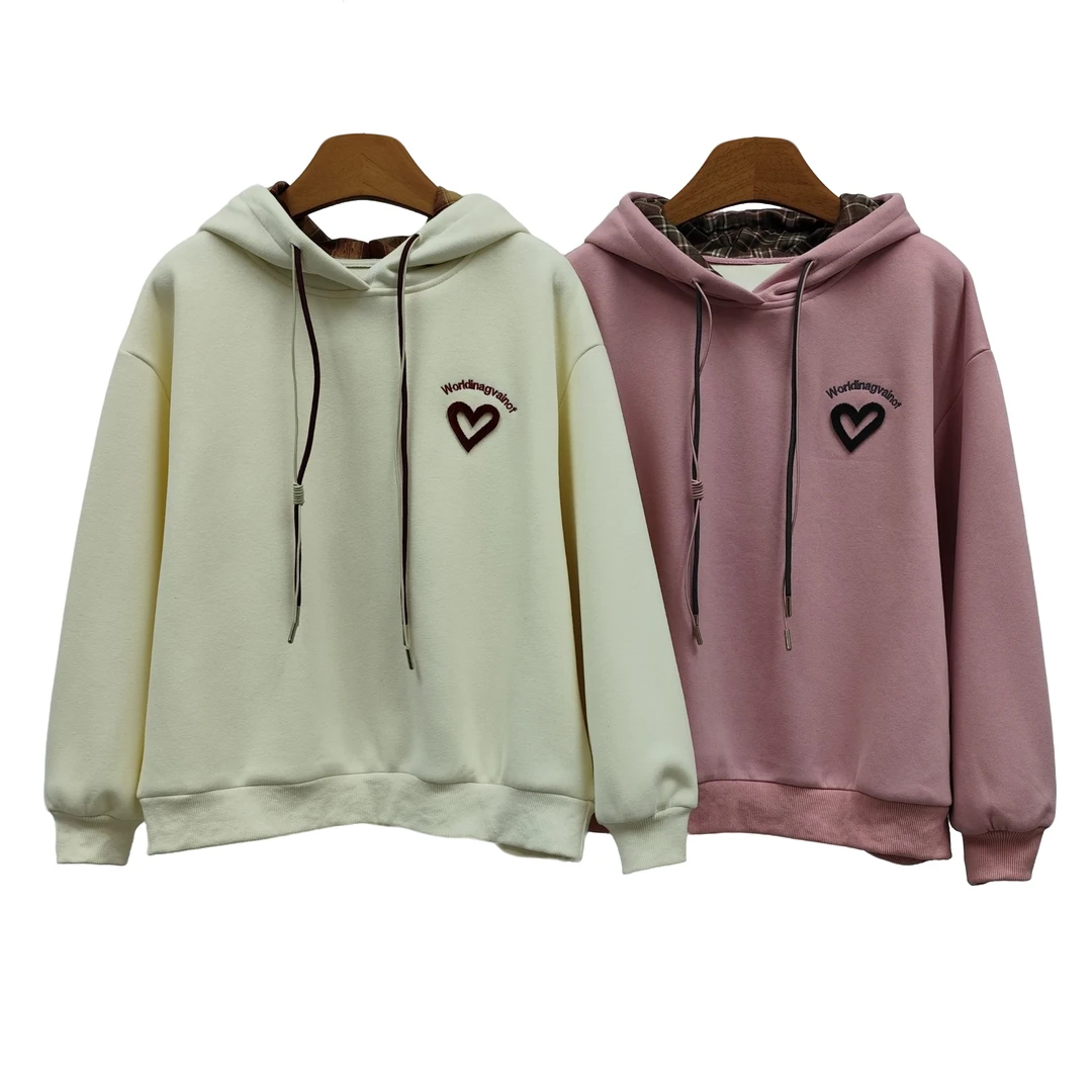 YITONG/倚桐2024冬季加绒加厚连帽卫衣休闲宽松上衣潮（S4B22669）