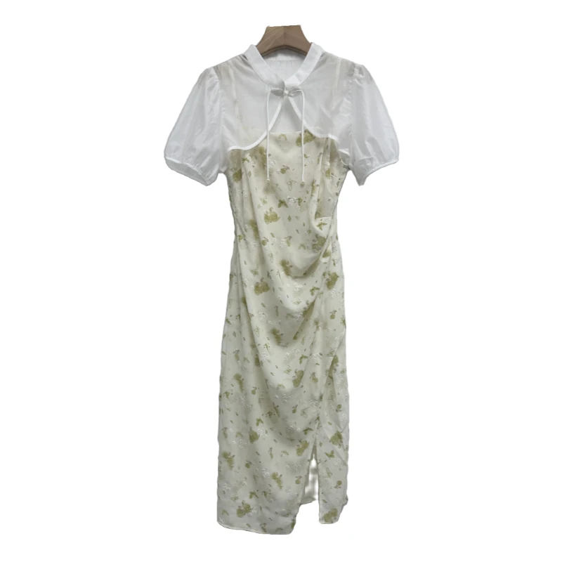 YITONG/倚桐2024夏季新款轻奢设计复古收腰国风套装裙【E4405178】