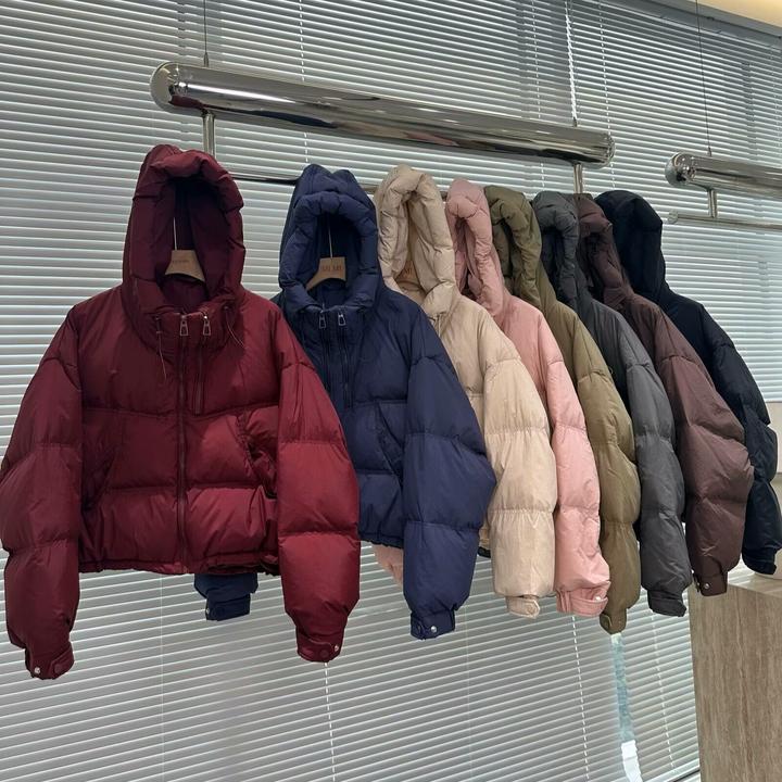 连帽双拉链抗寒羽绒服女短款2024年新款韩版厚款面包服白鸭绒外套