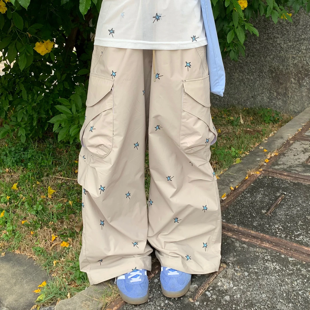 美好商店MeihaoStore“大漠星尘”满印星星卡其色工装裤