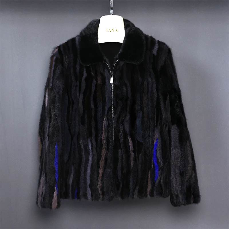 海宁进口水貂毛皮草翻领22AI008-1