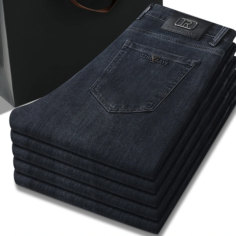 2024高档新品直筒修身牛仔裤男款秋冬商务弹力冬季休闲长裤子柔软