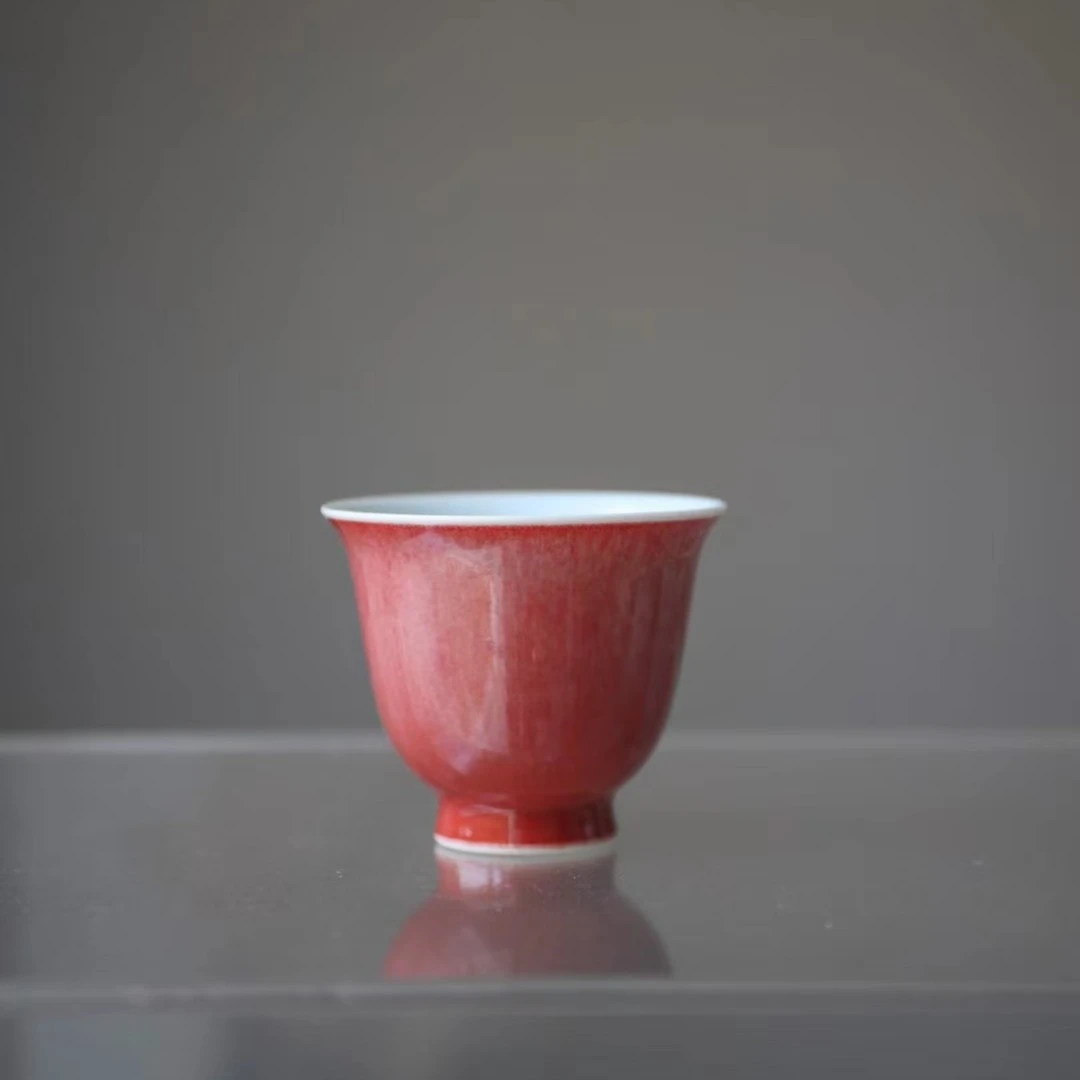 景德镇全手工豇豆红花神杯 女神主人杯 居家 茶室 客杯