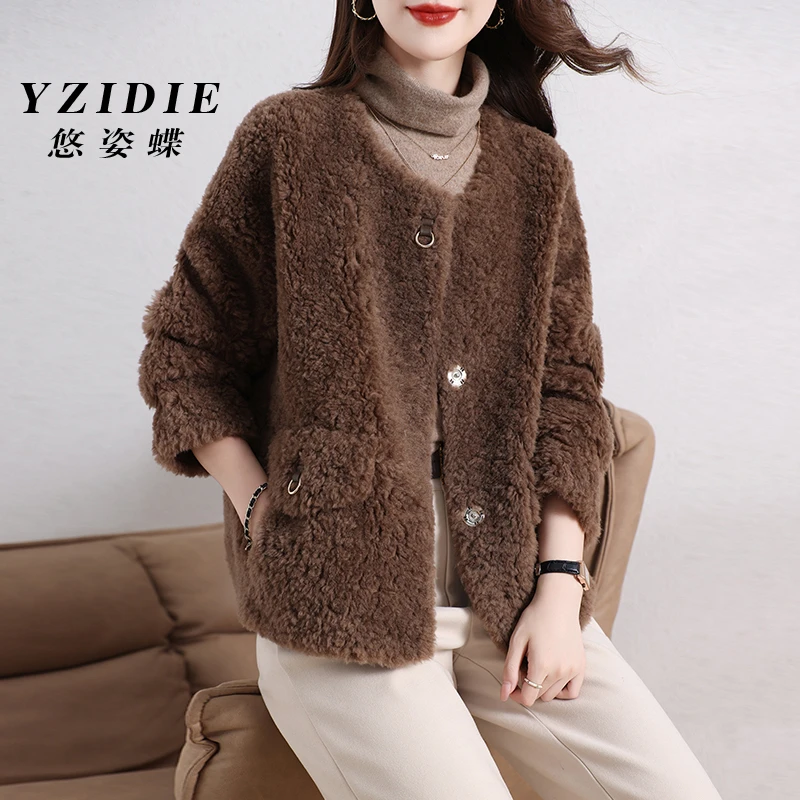 海宁颗粒绒皮草外套女装短款一体保暖时尚加厚韩版羊羔毛秋冬