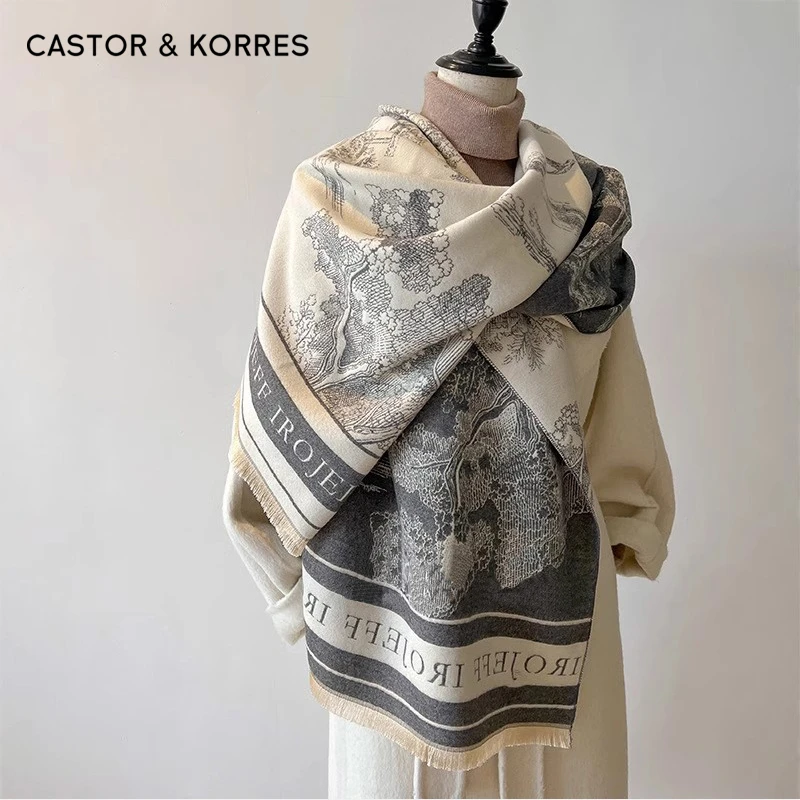 【38节礼物】CastorKorres正品氛围感围巾女款水墨画围脖外搭披肩