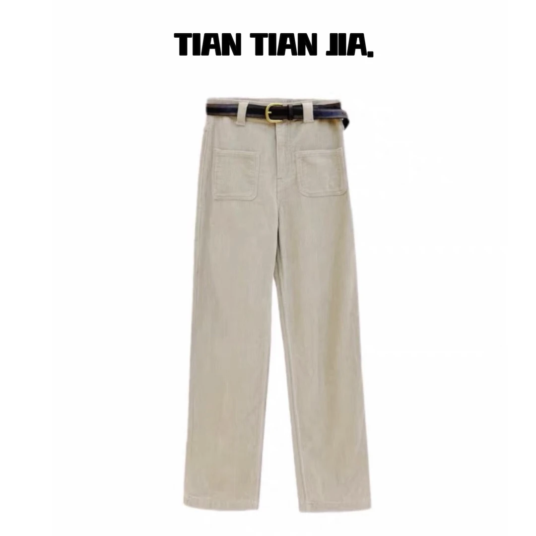 秋冬款双兜显瘦条绒裤6881【送腰带】2