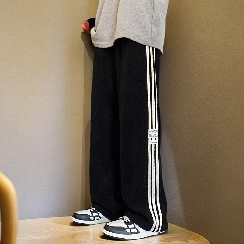 重磅秋冬灯芯绒休闲裤春秋直筒百搭高街宽松潮流条纹ins港风韩版