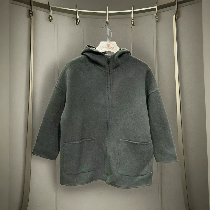 WT/231204【宠粉款】女士双面时尚百搭连帽呢子外套