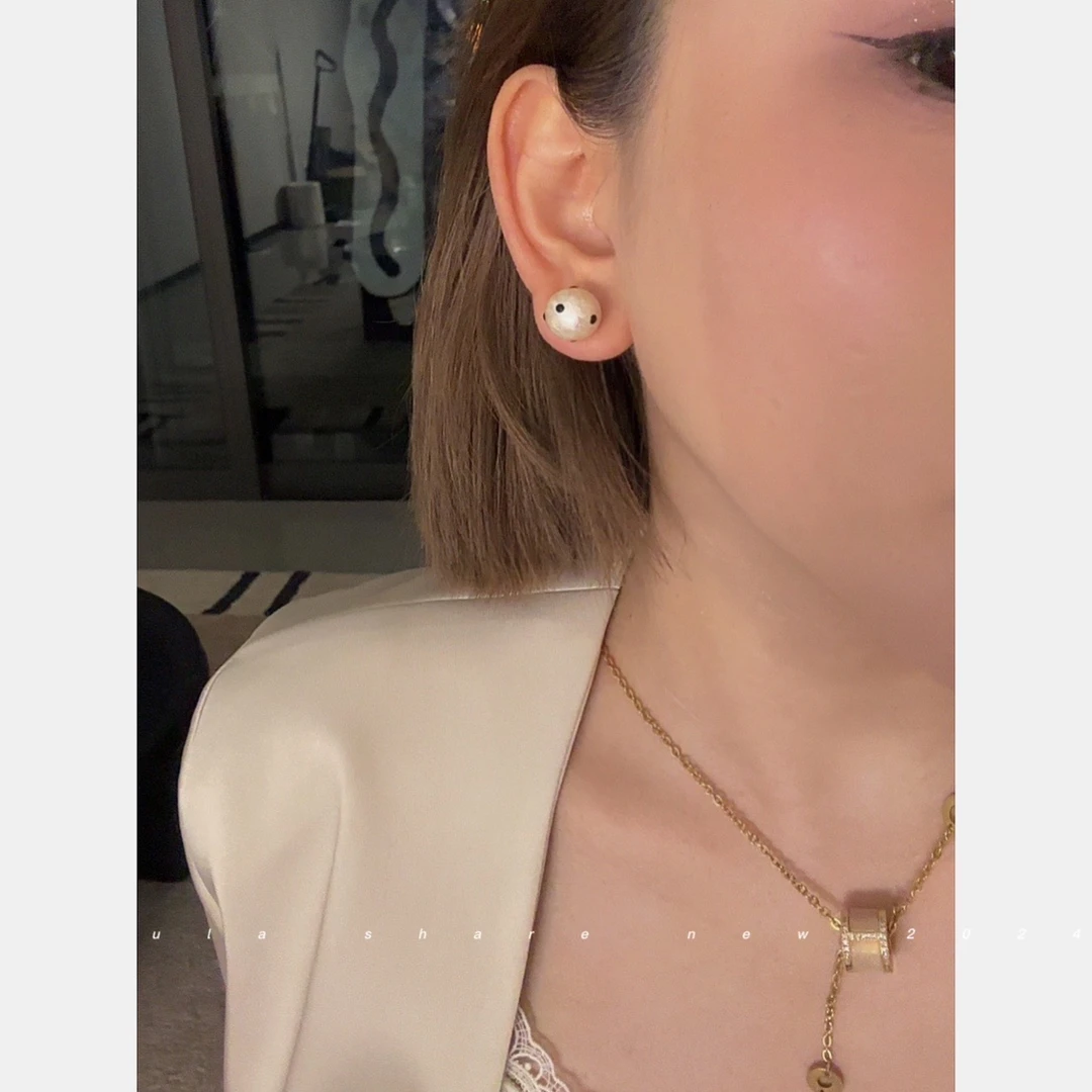 铜合金仿珍珠耳饰 「棉花珠」波点珍珠耳钉女小众简约气质百搭耳环