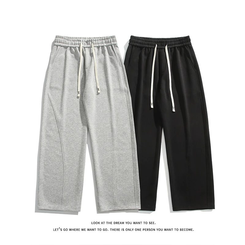 弯刀香蕉阔腿裤男生春秋季2024潮流直筒休闲长裤宽松运动时尚卫裤