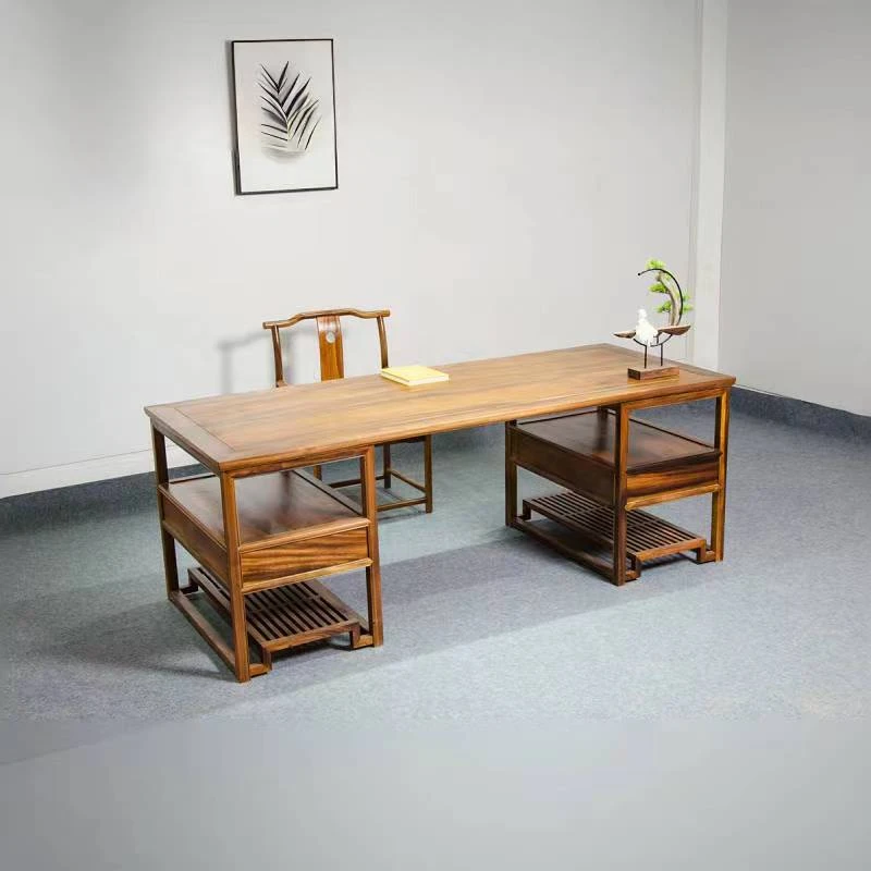 新中式胡桃木禅意书桌实木书法桌书画桌家具组合现代办公桌写字台