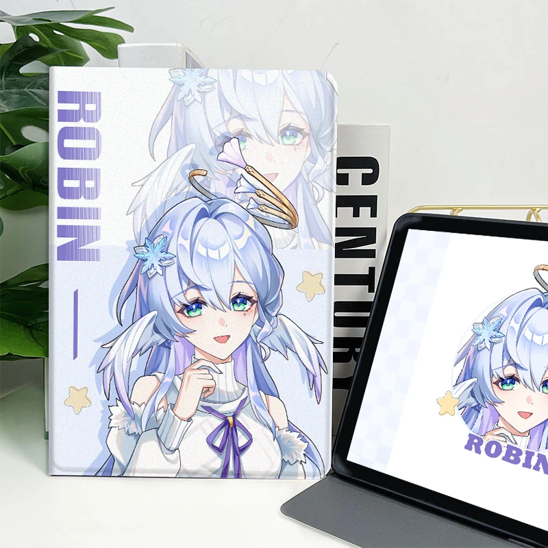 凌彩创艺苹果安卓蚕丝纹平板壳崩铁周边冬日知更鸟学生平板壳