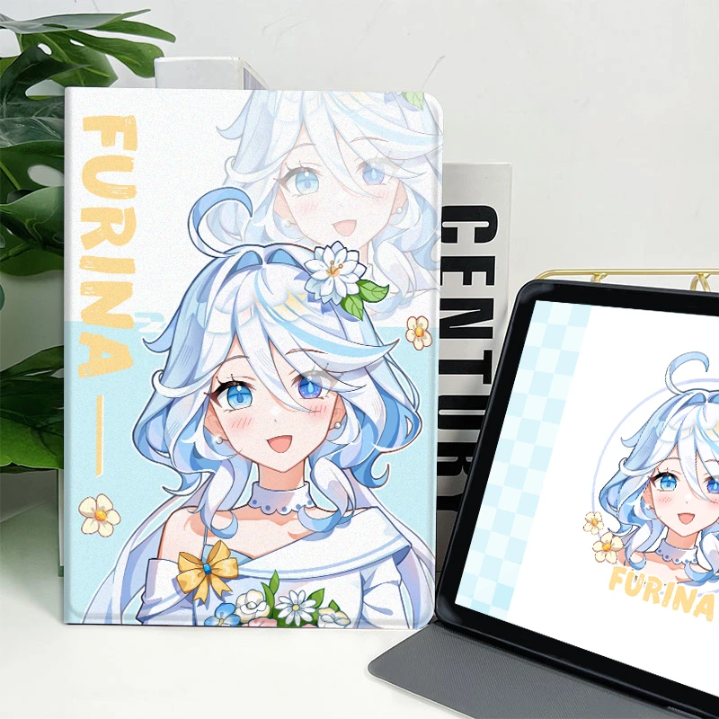 凌彩创艺苹果安卓蚕丝纹原神春日芙芙平板壳学生周边
