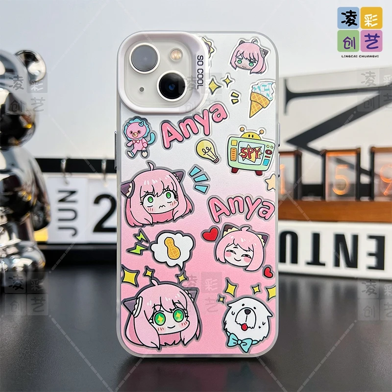 凌彩创艺苹果华为小米二次元动漫间谍过家家阿尼亚支架IMD彩银壳