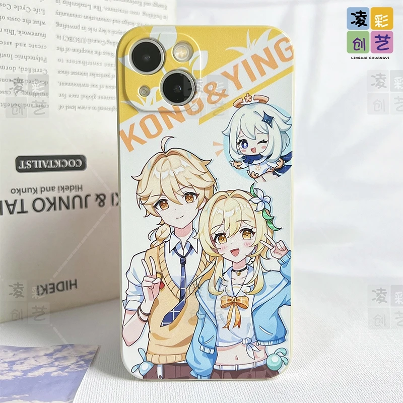 凌彩创艺苹果华为oppo小米vivo原神荧兄妹派蒙旅行者古董白手机壳