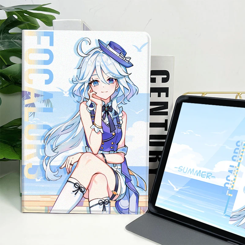 凌彩创艺苹果15安卓蚕丝纹防摔书本款夏日水神平板壳学生周边