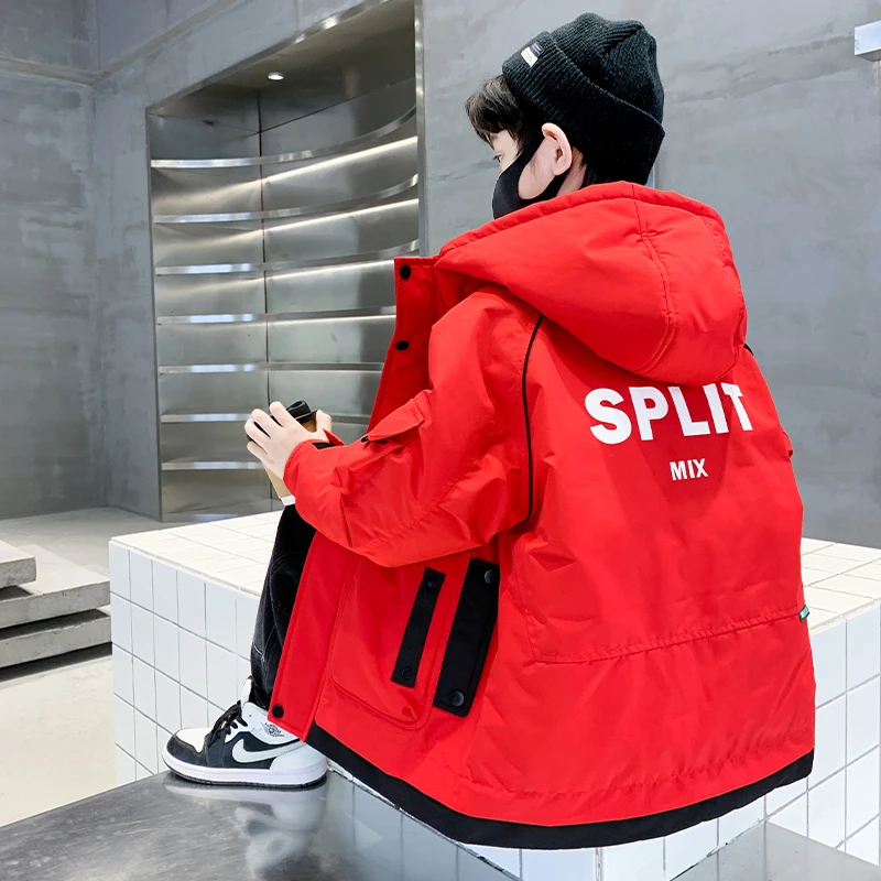 男童本命年红色羽绒服冬装2023新款加厚6-12岁潮款90白鸭绒儿童服