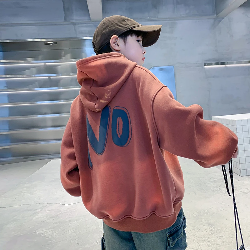 卫衣加绒加厚学生11到15岁男童秋冬扎染一体绒2023新款痞帅上衣潮