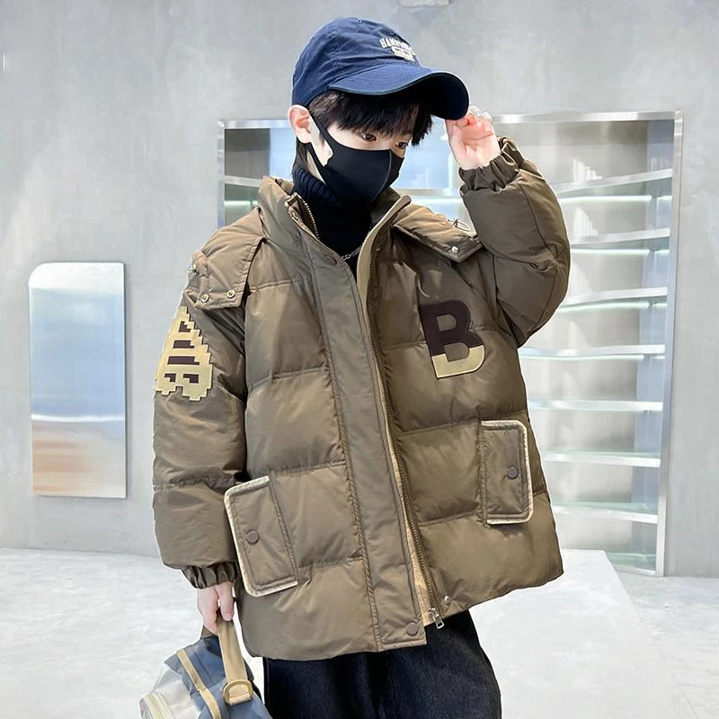 男童羽绒服6-12岁潮款90白鸭绒冬季2023新款中大童冬装加厚外套