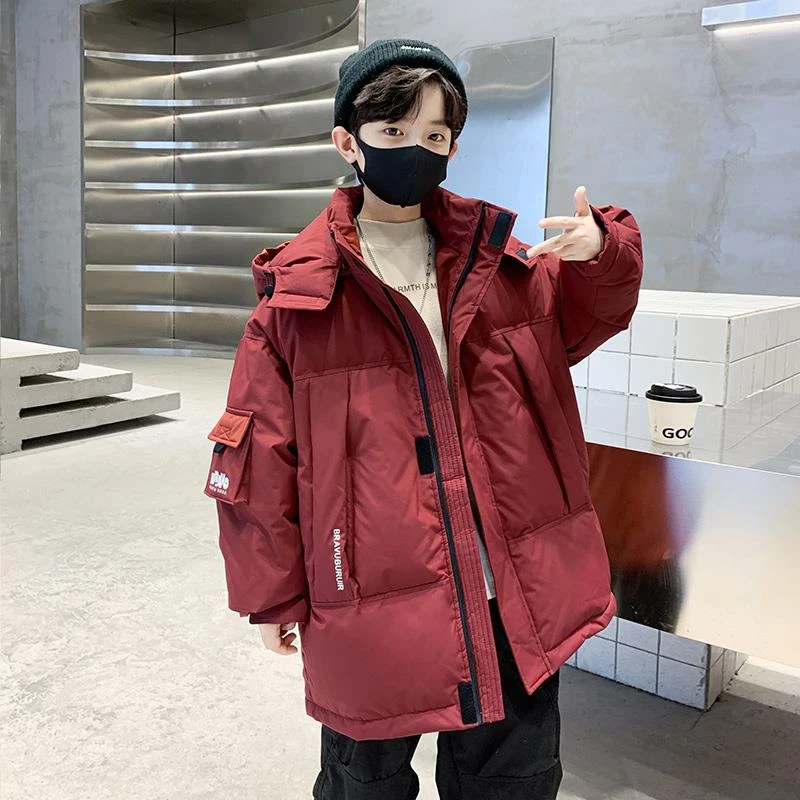 男童中长款羽绒服6-12岁潮款2023新款儿童中大童免洗外套冬季保暖