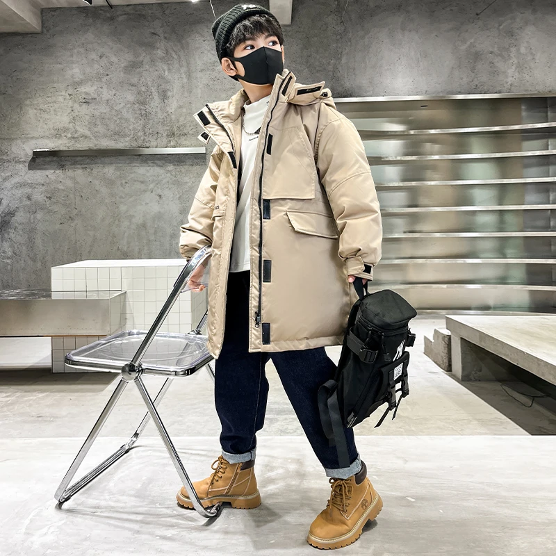 男童羽绒服冬季加厚2023新款洋气男孩童装大童儿童冬装外套中长款