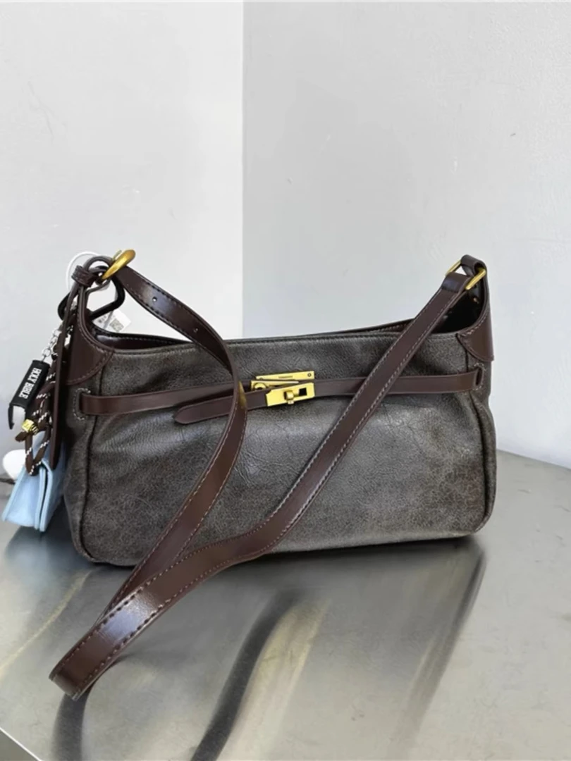 玛莎2024年秋东新款高级复古包腋下包百搭斜跨单肩包  M9825#