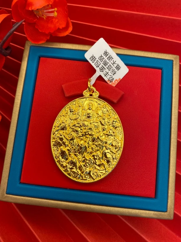 吊坠足银 足银吊坠包金古法金工艺十八罗汉吉言吊牌 可穿绳