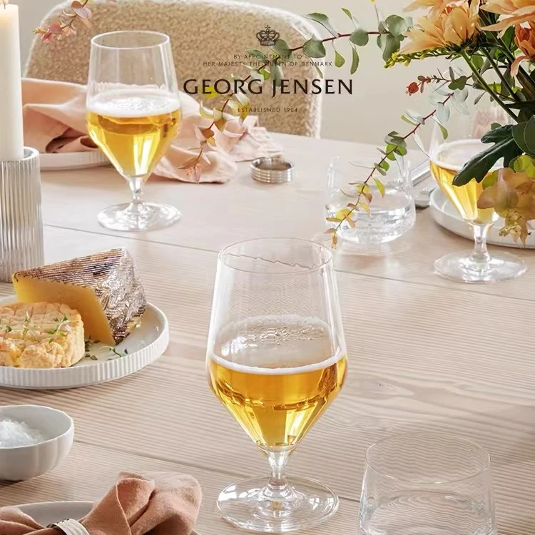 GeorgJensen乔治杰生轻奢高档精酿扎啤酒杯家用高脚水晶玻璃杯