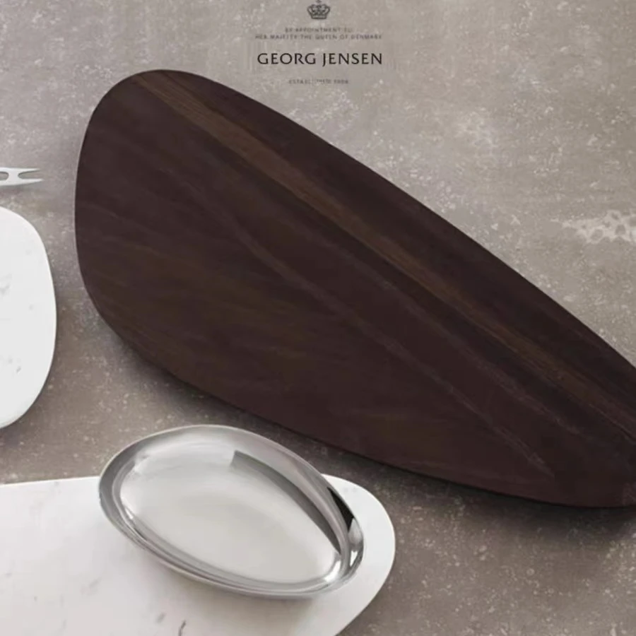 Georg Jensen乔治杰生北欧高级牛排餐盘橡木西餐盘大理石木质托盘