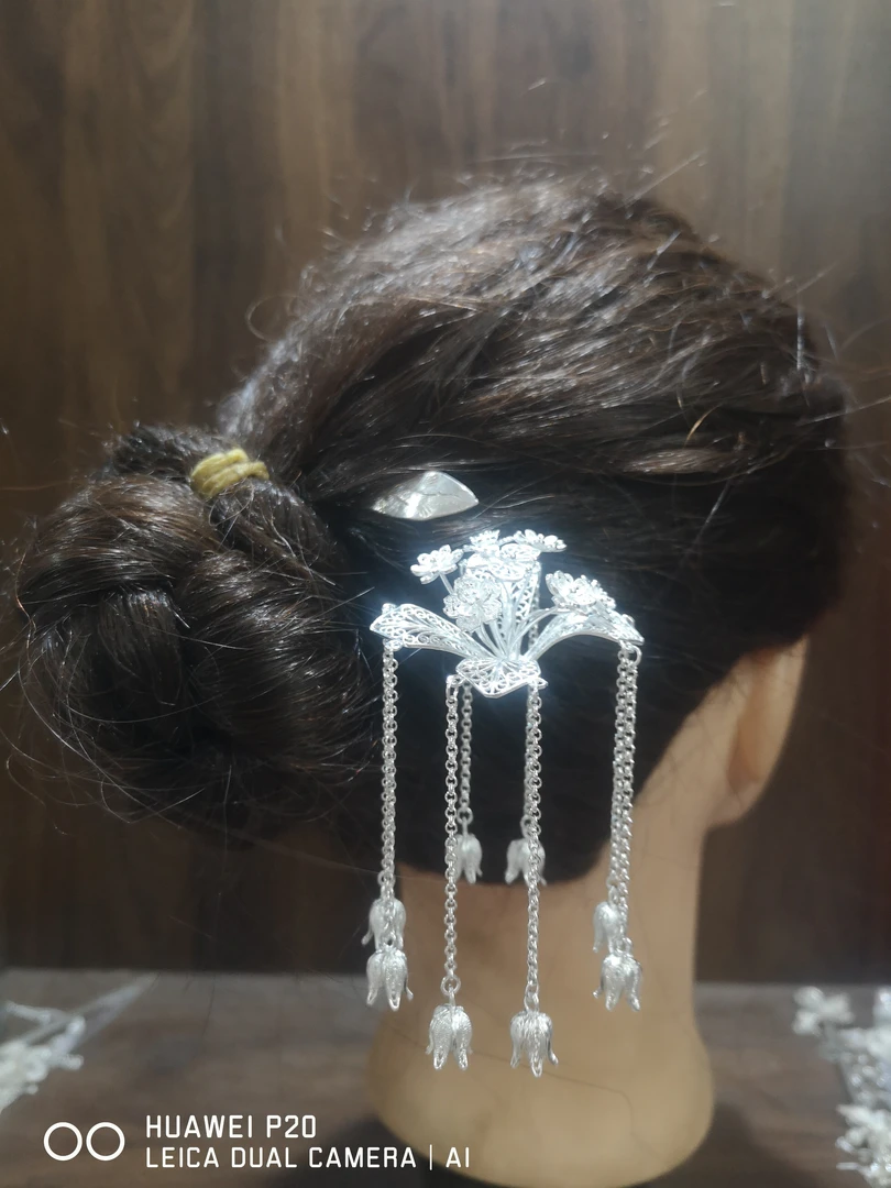 足银银制品 阿峰哥四季繁华足银簪